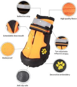 ASMPET Dog Summer Shoes, Waterproof Rugged Anti-Slip Sole Dog Shoes, Paw Protector Dog Boots with Reflective Straps, Hot Pavement Outdoor Dog Shoes for Large Dog, Dog Rain Boots