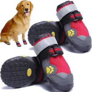 HOOLAVA Dog Winter Boots Dog Snow Shoes for Medium Large Dogs Paw Protector Dog Booties 4PC