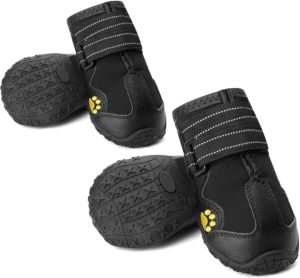 CUTEUP Dog Boots Waterproof Dog Shoes for Outdoor with Reflective Trim Rugged Anti-Slip Rubber Soles 4PCS