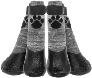 KOOLTAIL Non-Slip Dog Socks - Outdoor Dog Boots Waterproof Dog Shoes Paw Protector with Strap Traction Control for Hardwood Floors