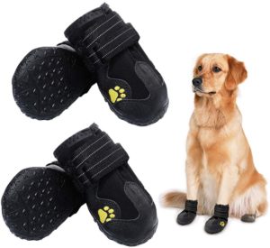 PK.ZTopia Dog Boots, Waterproof Dog Boots, Dog Rain Boots, Dog Outdoor Shoes for Medium to Large Dogs with Two Reflective Fastening Straps and Rugged Anti-Slip Sole