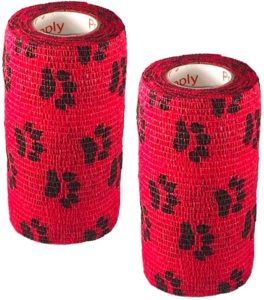 Vet Wrap Rap Tape (Assorted Colors, Paw Prints, Patterns) (2 Pack) (2, 3, or 4 Inch x 15 feet) Self Adhesive Adherent Adhering Cohesive Flex Self Stick Bandage Grip Roll Dog Cat Pet Horse