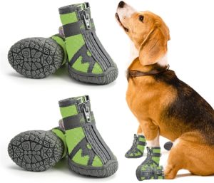 AOKOWN Dog Shoes for Small & Medium Dogs/Dog Booties/Pet Rain Boots/Puppy Shoes Paw Protector with Anti-Slip Sole for Hot Pavement 