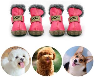 CMNNQ Snow Small Dog Boots, Pet Antiskid Dog Shoes, Winter Waterproof Skidproof Paw Protectors, Warm Booties for Puppy Play