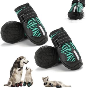 Dog Boots, Waterproof Boots for Dogs, Dog Booties with Adjustable Reflective Straps, Dog Shoes for Hot Pavement,Outdoor Dog Shoes