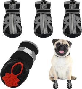 GeerDuo Dog Boots Breathable Mesh Shoes for Small & Middle Dogs with Reflective Strip Rugged Anti-Slip Sole