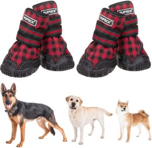 PUPTECK Dog Boots Waterproof 2 Pairs Anti-Slip Paw Protector - Doggy Shoes with Reflective Straps