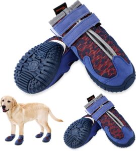 WOWLAND Dog Shoes for Large Medium Small Dogs - Dog Boots for Winter Snow Hot Pavement with Anti-Slip Sole, Sports Breathable Dog Booties Paw Protectors for Hiking Walking